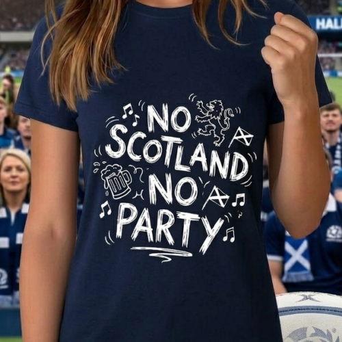 No_Scotland_Shirt Ladies T-Shirt No Scotland No Party Scottish Flag Navy White