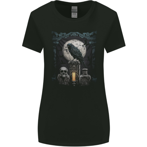 Gothic Skull & Crow with Arch and Moon Women's Wide Fit T-Shirt