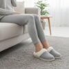 Women's Soft Slip On Slippers Faux Fur Indoor House Shoes Non Slip Sole Grey
