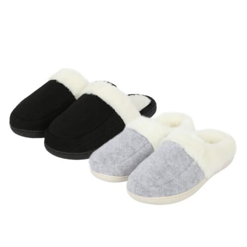 imgi_121_s-l1600 Women's Soft Slip On Slippers Faux Fur Indoor House Shoes Non Slip Sole Grey
