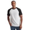 Men's Baseball T-Shirt Short Sleeve 100% Cotton Contrast Raglan Crew Neck Multicolour