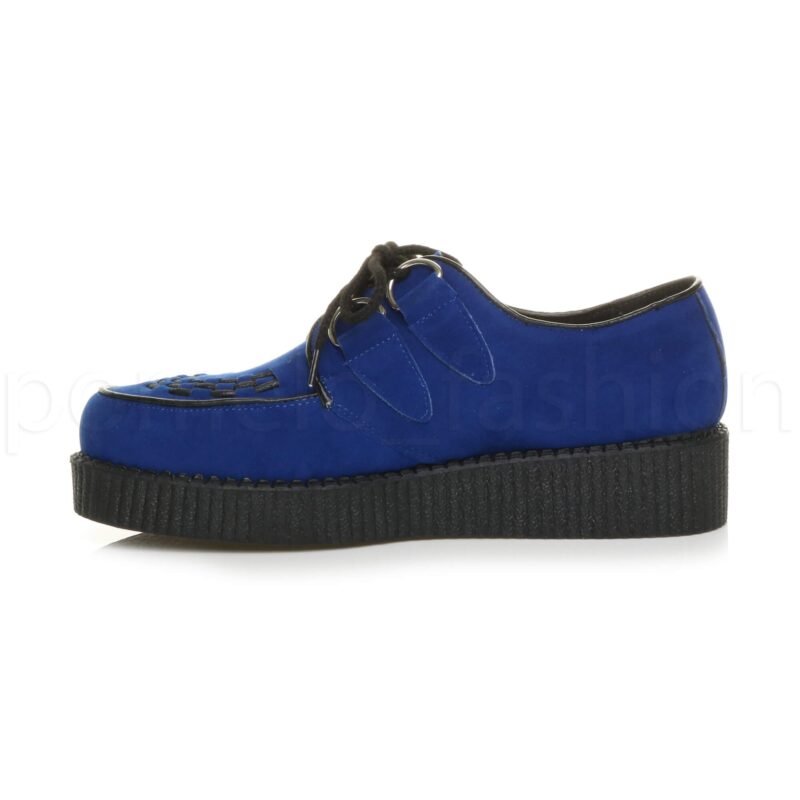 Men's Rockabilly Brothel Creepers Teddy Boy Wedge Platform Lace Up Shoes Faux Suede