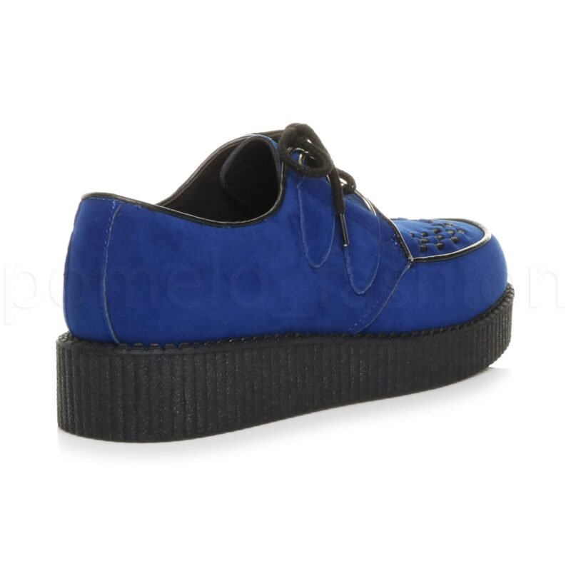 Men's Rockabilly Brothel Creepers Teddy Boy Wedge Platform Lace Up Shoes Faux Suede