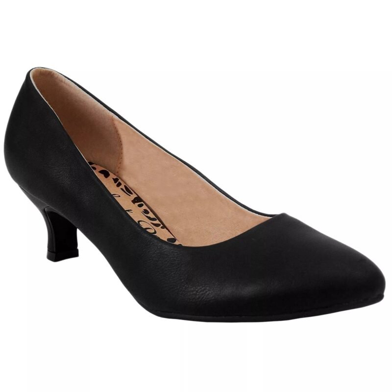 Women's Wide Fit Court Shoes Casual Formal Work Classic Low Kitten Heel Slip On Shoes