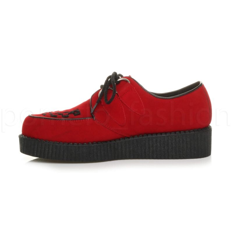 Men's Rockabilly Brothel Creepers Teddy Boy Wedge Platform Lace Up Shoes Faux Suede