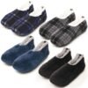 Men's Warm Plush Micro Terry Slippers Non Slip Indoor Comfort Fit Slip On House Shoes Black