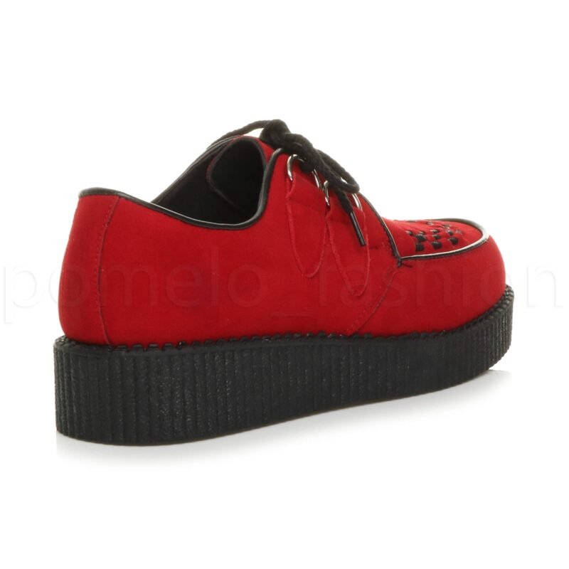 Men's Rockabilly Brothel Creepers Teddy Boy Wedge Platform Lace Up Shoes Faux Suede