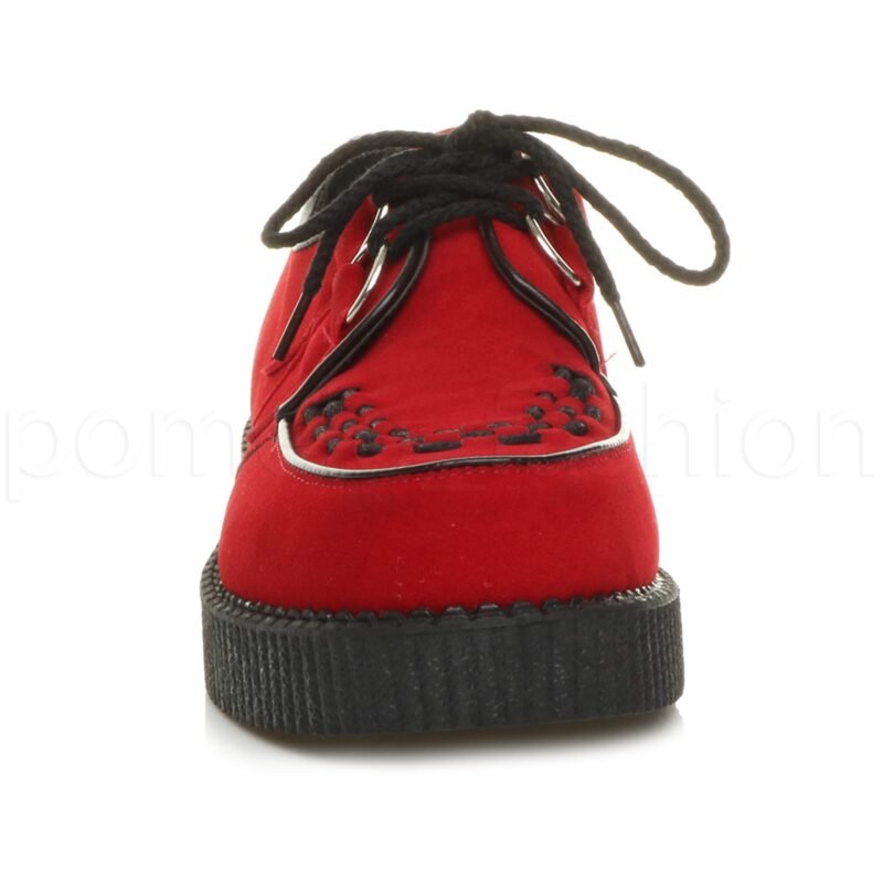 Men's Rockabilly Brothel Creepers Teddy Boy Wedge Platform Lace Up Shoes Faux Suede