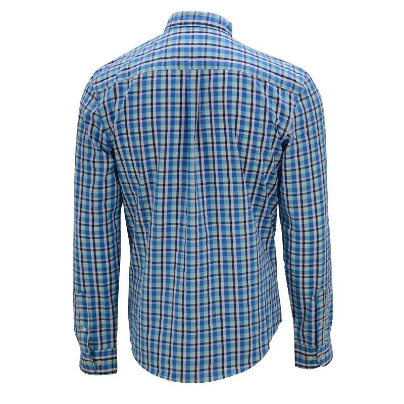 Men's Check Shirt Long Sleeve 100% Cotton Regular Fit Button Down Collared Casual Office Formal Top