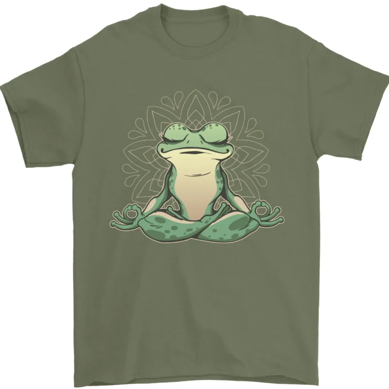 Yoga Frog Meditation Men's 100% Cotton Graphic T-Shirt