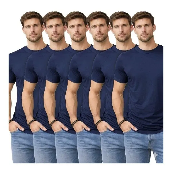 6 Pack Men's 100% Cotton Crew Neck T-Shirts Short Sleeve Regular Fit Plain Casual Tees S-XXL