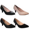 Women's Wide Fit Court Shoes Casual Formal Work Classic Low Kitten Heel Slip On Shoes