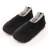 Men's Warm Plush Micro Terry Slippers Non Slip Indoor Comfort Fit Slip On House Shoes Black