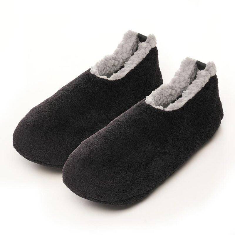 Men's Warm Plush Micro Terry Slippers Non Slip Indoor Comfort Fit Slip On House Shoes Black