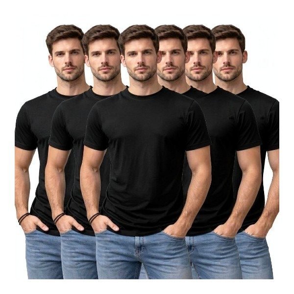 6 Pack Men's 100% Cotton Crew Neck T-Shirts Short Sleeve Regular Fit Plain Casual Tees S-XXL