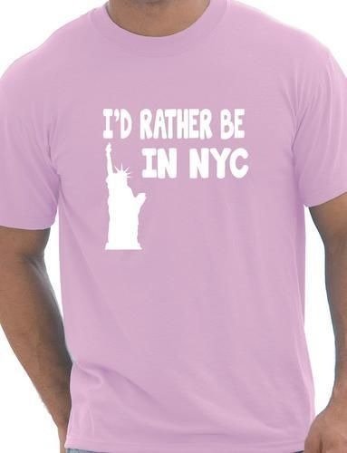 I'd Rather Be In New York NYC Men's T-Shirt Novelty Graphic Cotton Crew Neck Gift S-XXL