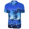 Men's Hawaiian Beach Print Short Sleeve Button-Up Summer Party Shirt (S–XXL)