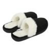 Women's Soft Slip On Slippers Faux Fur Indoor House Shoes Non Slip Sole Grey