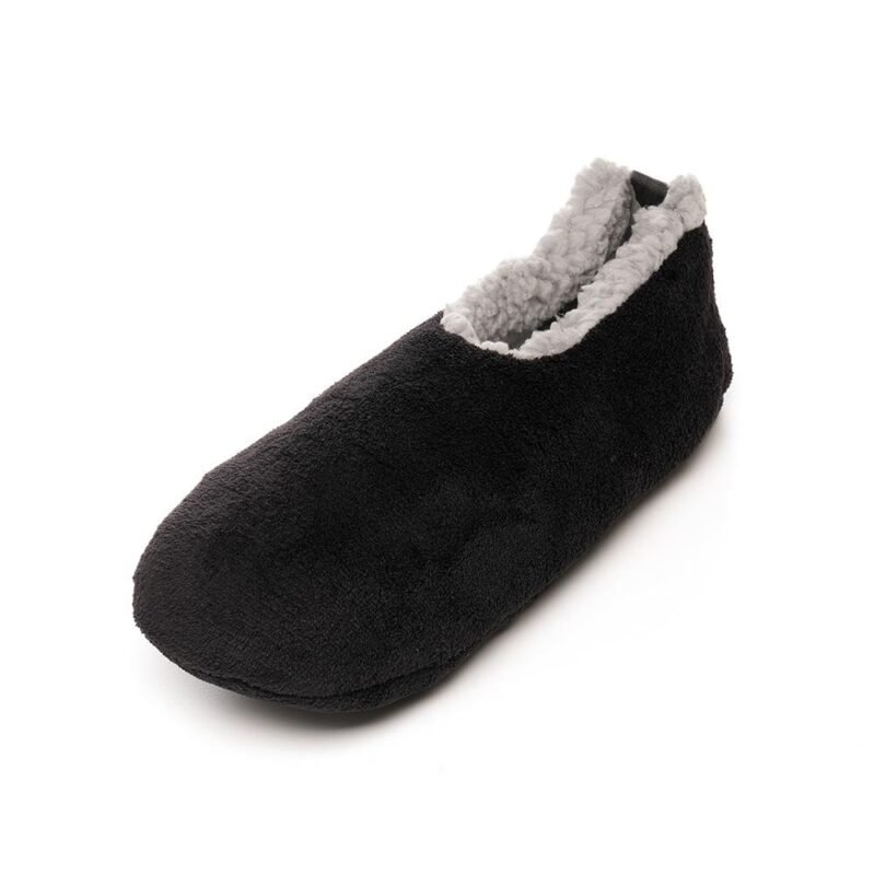 Men's Warm Plush Micro Terry Slippers Non Slip Indoor Comfort Fit Slip On House Shoes Black