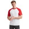 Men's Baseball T-Shirt Short Sleeve 100% Cotton Contrast Raglan Crew Neck Multicolour