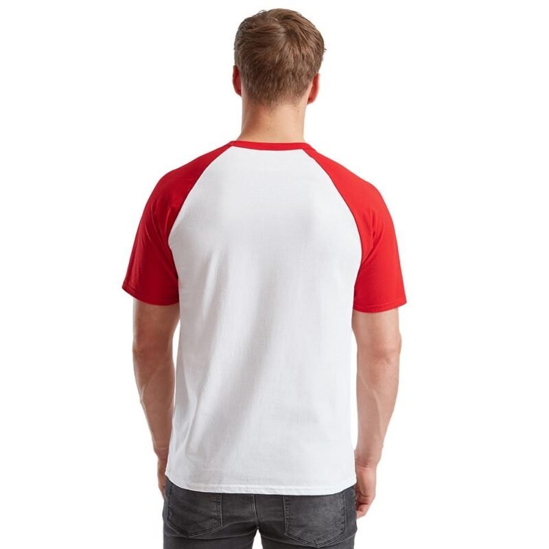 Men's Baseball T-Shirt Short Sleeve 100% Cotton Contrast Raglan Crew Neck Multicolour