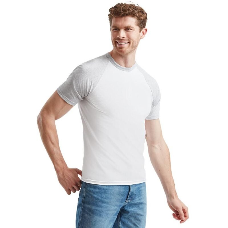 Men's Baseball T-Shirt Short Sleeve 100% Cotton Contrast Raglan Crew Neck Multicolour