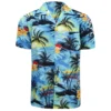 Men's Hawaiian Beach Print Short Sleeve Button-Up Summer Party Shirt (S–XXL)