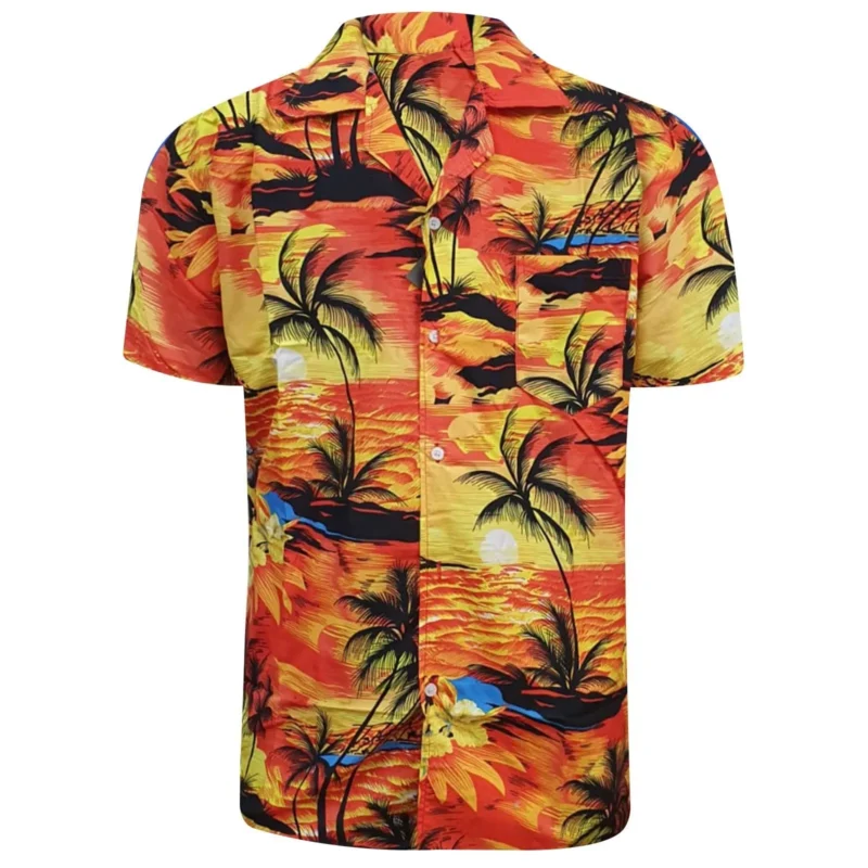 Men's Hawaiian Beach Print Short Sleeve Button-Up Summer Party Shirt (S–XXL)