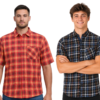 Men's Short Sleeve Checked Shirt Casual Cotton Blend Button Down Pocket Regular Fit S–3XL