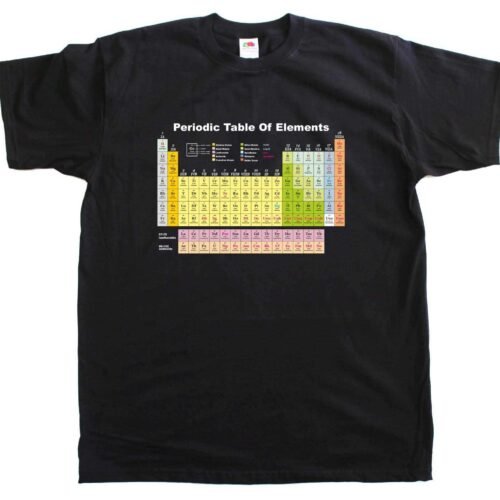 Men's Periodic Table Science T-Shirt Geek Graphic Regular Fit Cotton Crew Neck Tee  Long Description