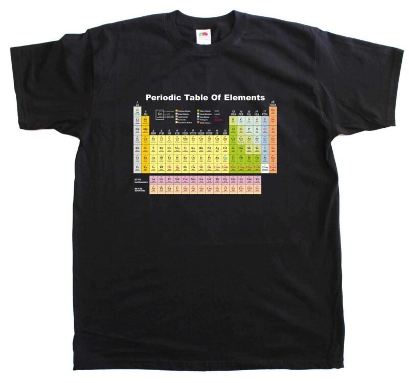 Men's Periodic Table Science T-Shirt Geek Graphic Regular Fit Cotton Crew Neck Tee  Long Description