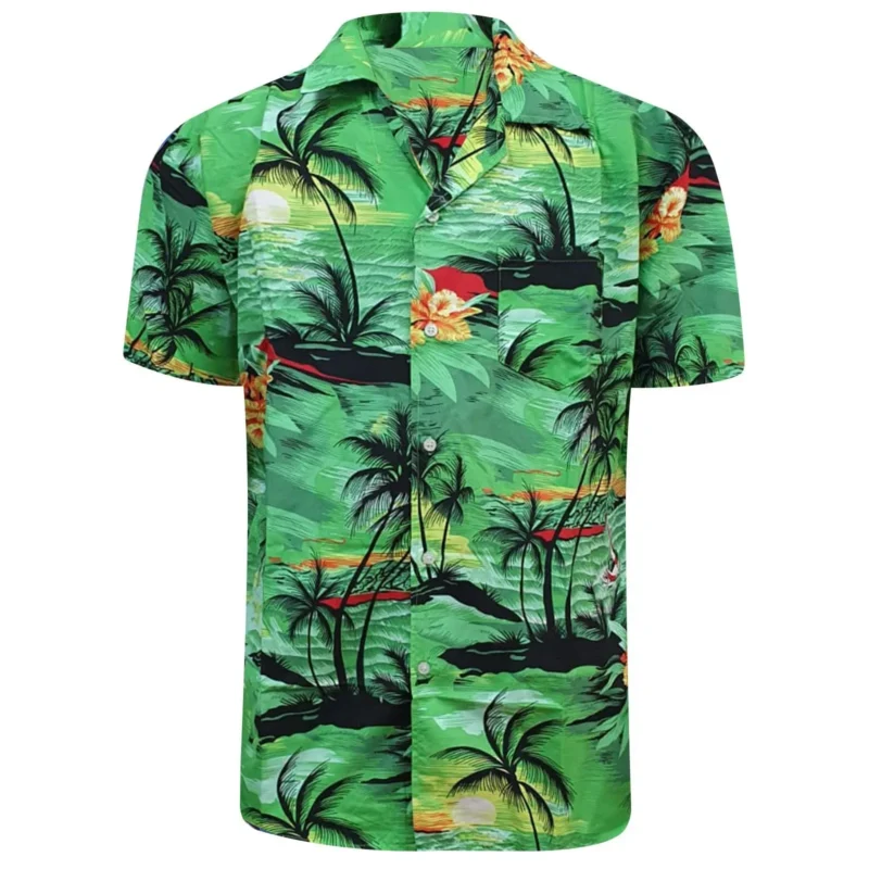 Men's Hawaiian Beach Print Short Sleeve Button-Up Summer Party Shirt (S–XXL)