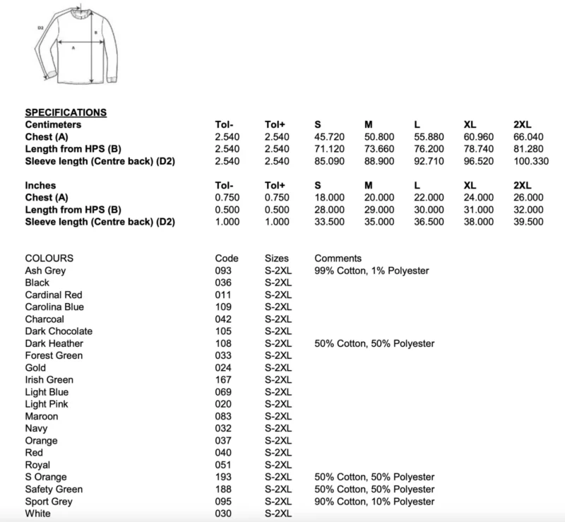 Men's Ultra Cotton Long Sleeve T-Shirt Classic Fit Rib Cuffs Crew Neck Plain Tee