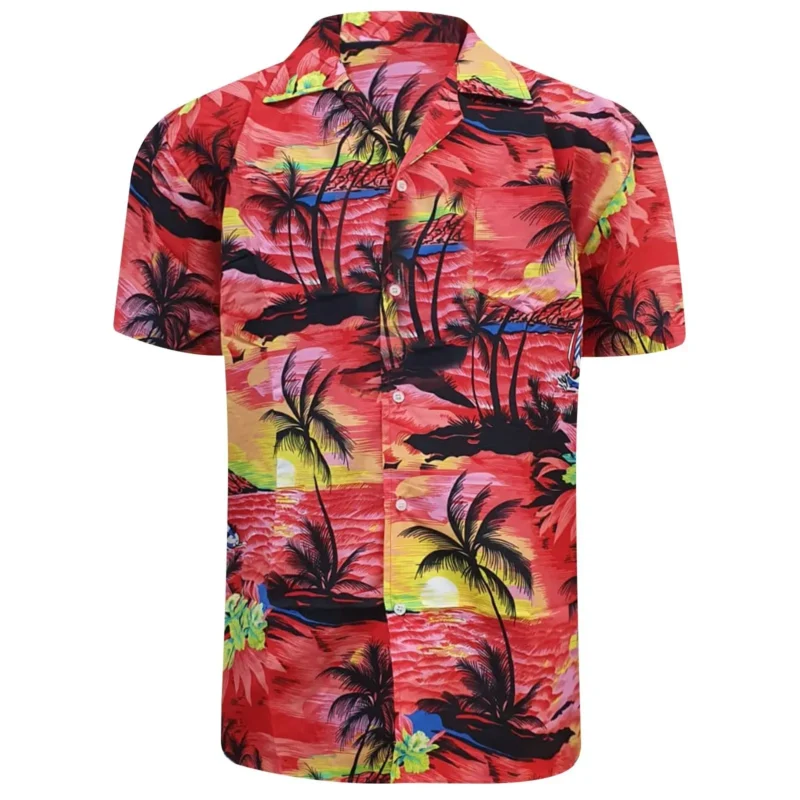 Men's Hawaiian Beach Print Short Sleeve Button-Up Summer Party Shirt (S–XXL)