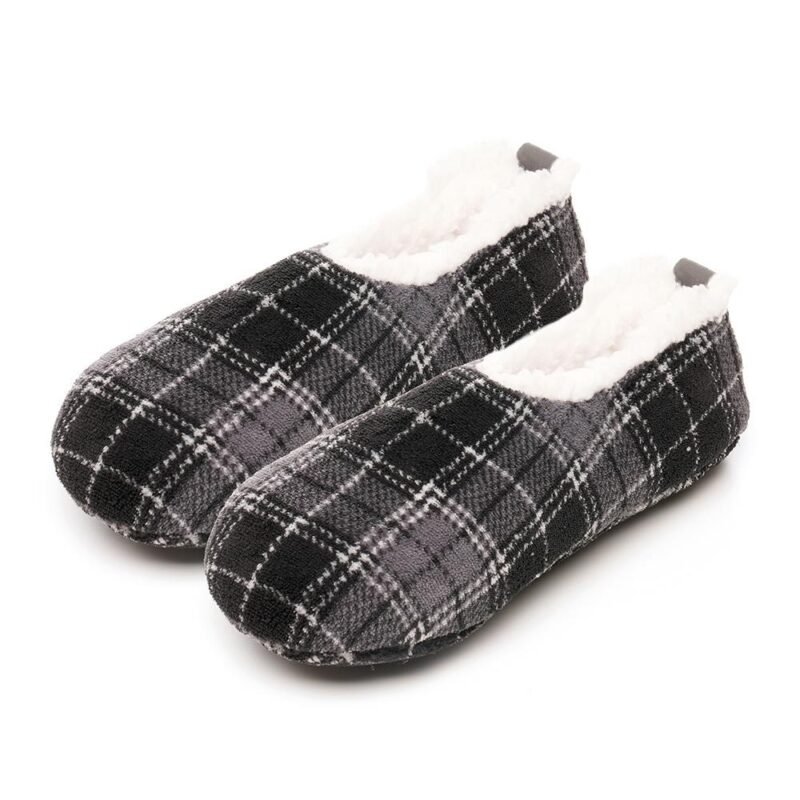 Men's Warm Plush Micro Terry Slippers Non Slip Indoor Comfort Fit Slip On House Shoes Black