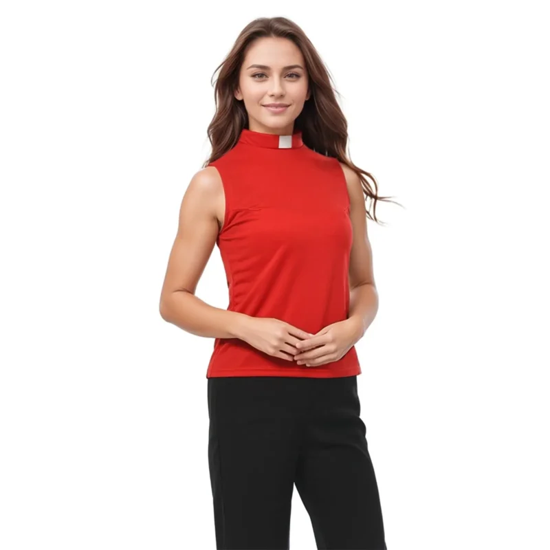 Women's Clergy Sleeveless Shirt Minister Priest Collared Button Tank Top