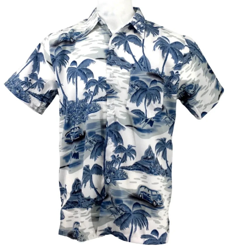 Men's Hawaiian Beach Print Short Sleeve Button-Up Summer Party Shirt (S–XXL)