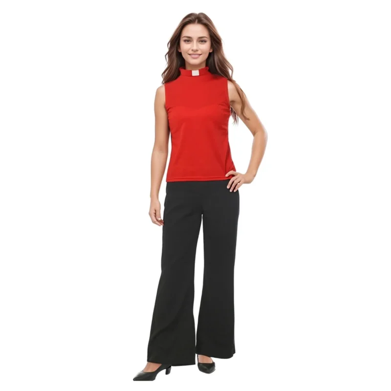 Women's Clergy Sleeveless Shirt Minister Priest Collared Button Tank Top