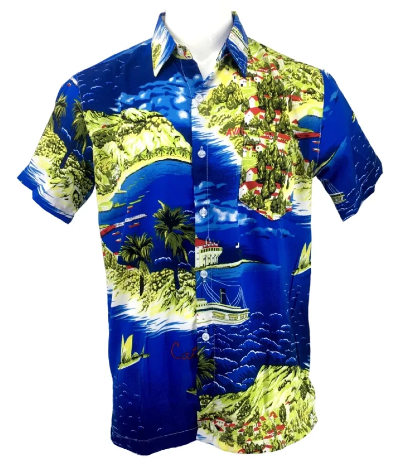 Men's Hawaiian Beach Print Short Sleeve Button-Up Summer Party Shirt (S–XXL)