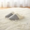 Women's Soft Slip On Slippers Faux Fur Indoor House Shoes Non Slip Sole Grey
