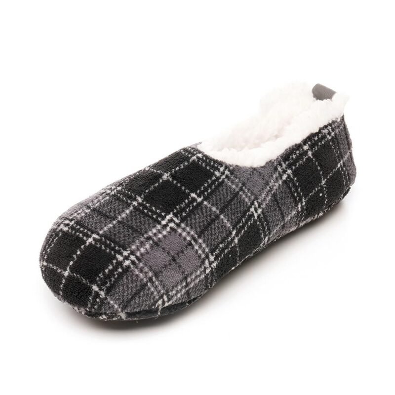 Men's Warm Plush Micro Terry Slippers Non Slip Indoor Comfort Fit Slip On House Shoes Black
