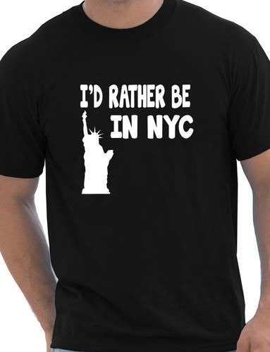 I'd Rather Be In New York NYC Men's T-Shirt Novelty Graphic Cotton Crew Neck Gift S-XXL