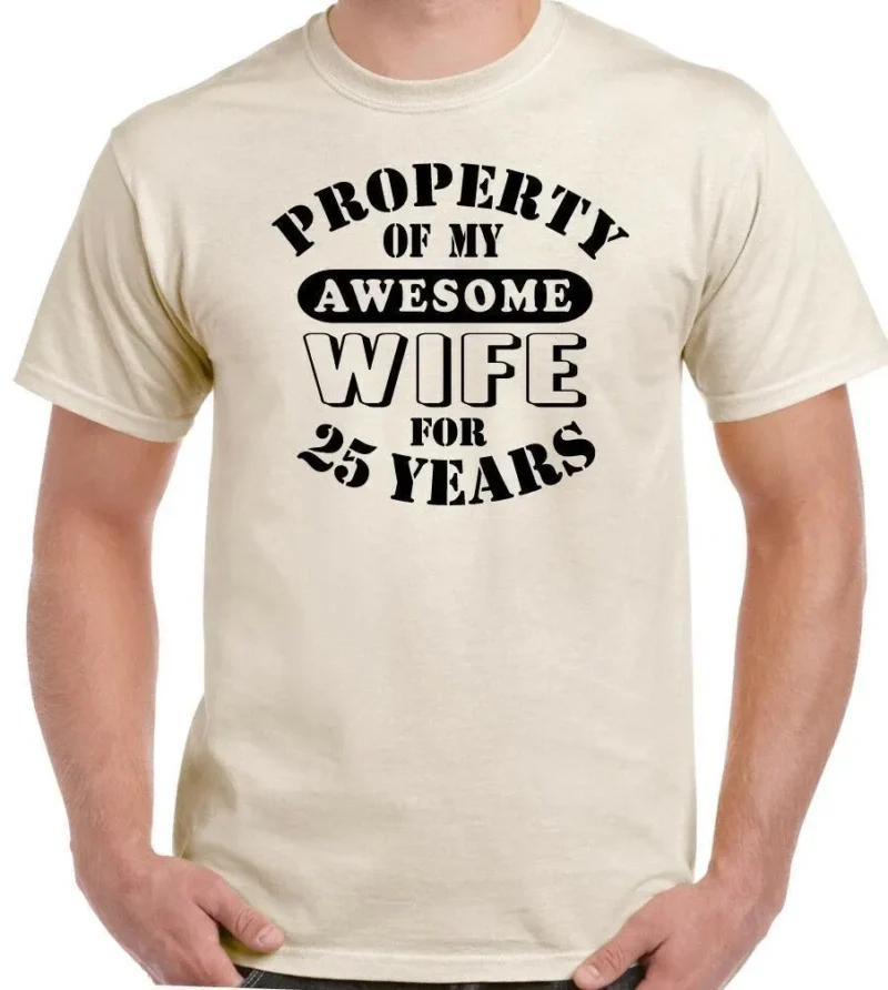 25th Wedding Anniversary T-Shirt My Awesome Wife Men's Funny 25 Year Husband Gift Cotton Tee