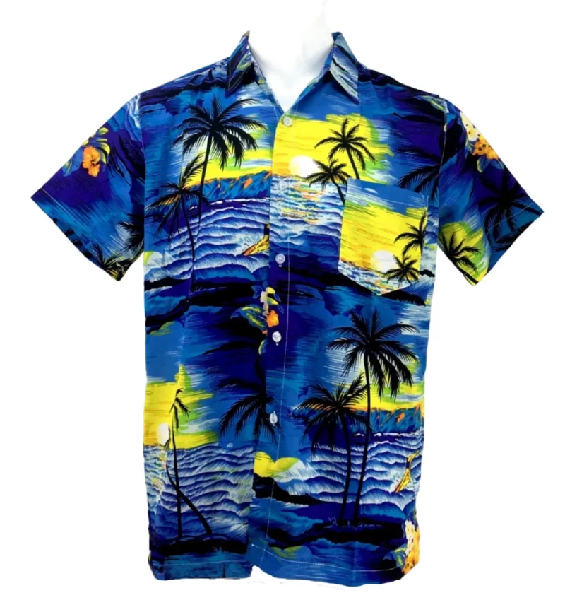 Men's Hawaiian Beach Print Short Sleeve Button-Up Summer Party Shirt (S–XXL)