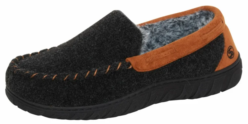 Men's Memory Foam Moccasin Slippers Faux Fur Lined Slip On Anti Slip House Shoes