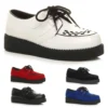 Men's Rockabilly Brothel Creepers Teddy Boy Wedge Platform Lace Up Shoes Faux Suede