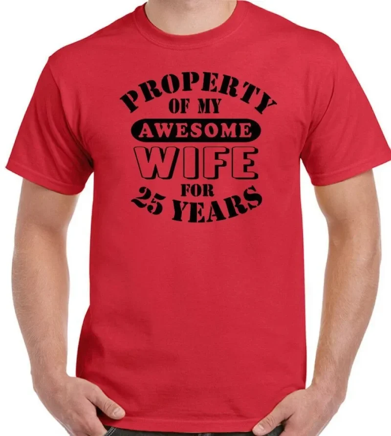 25th Wedding Anniversary T-Shirt My Awesome Wife Men's Funny 25 Year Husband Gift Cotton Tee
