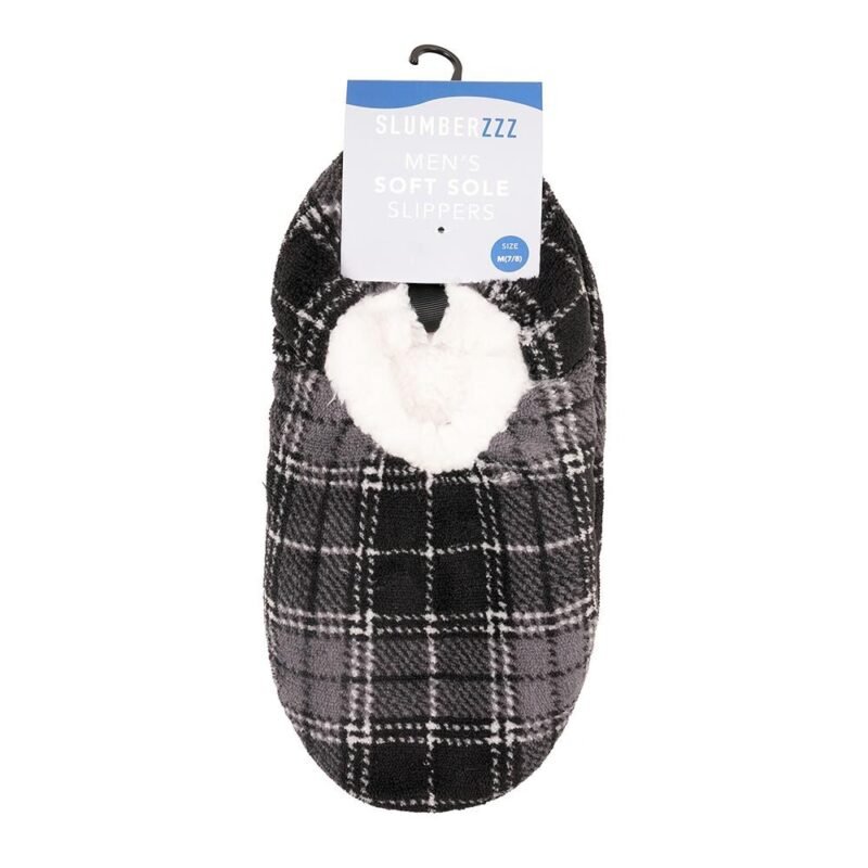 Men's Warm Plush Micro Terry Slippers Non Slip Indoor Comfort Fit Slip On House Shoes Black