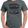 25th Wedding Anniversary T-Shirt My Awesome Wife Men's Funny 25 Year Husband Gift Cotton Tee
