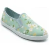 Women's Floral Canvas Slip On Plimsolls Casual Flat Pumps Lightweight Trainers Shoes